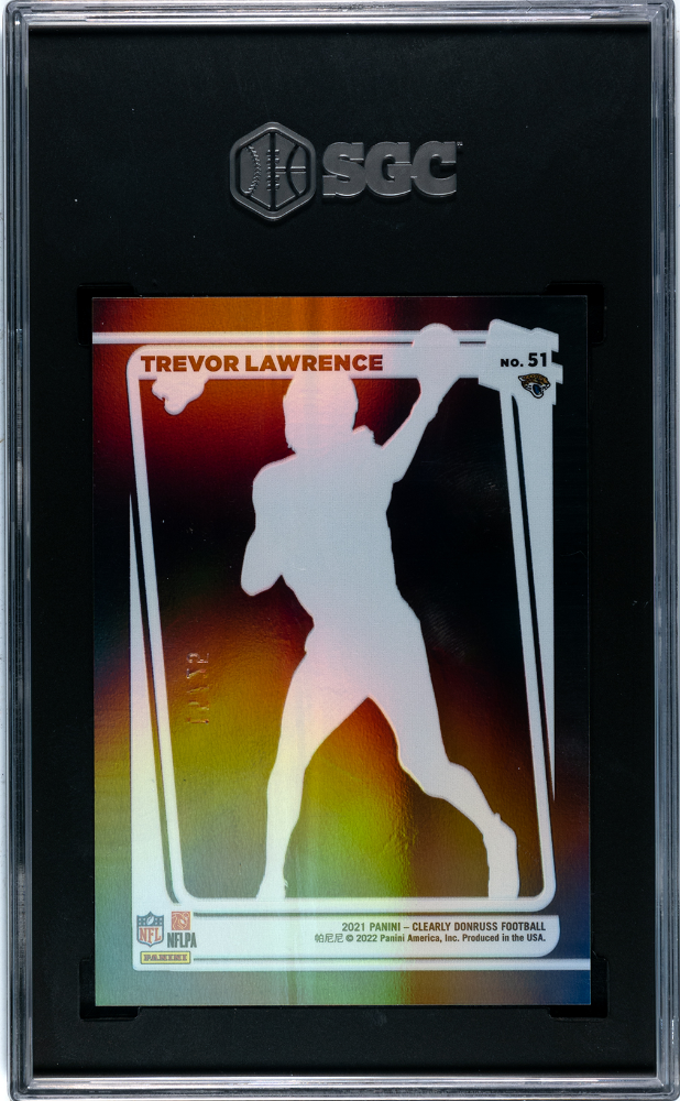 Trevor Lawrence 2021 Panini Clearly Donruss #51 Green Rookie /25 SGC 10