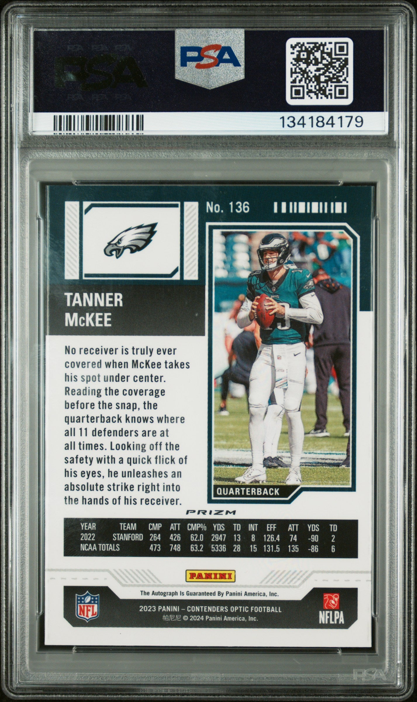Tanner Mckee 2023 Panini Contenders Optic #136 Autograph Silver Rookie PSA 8