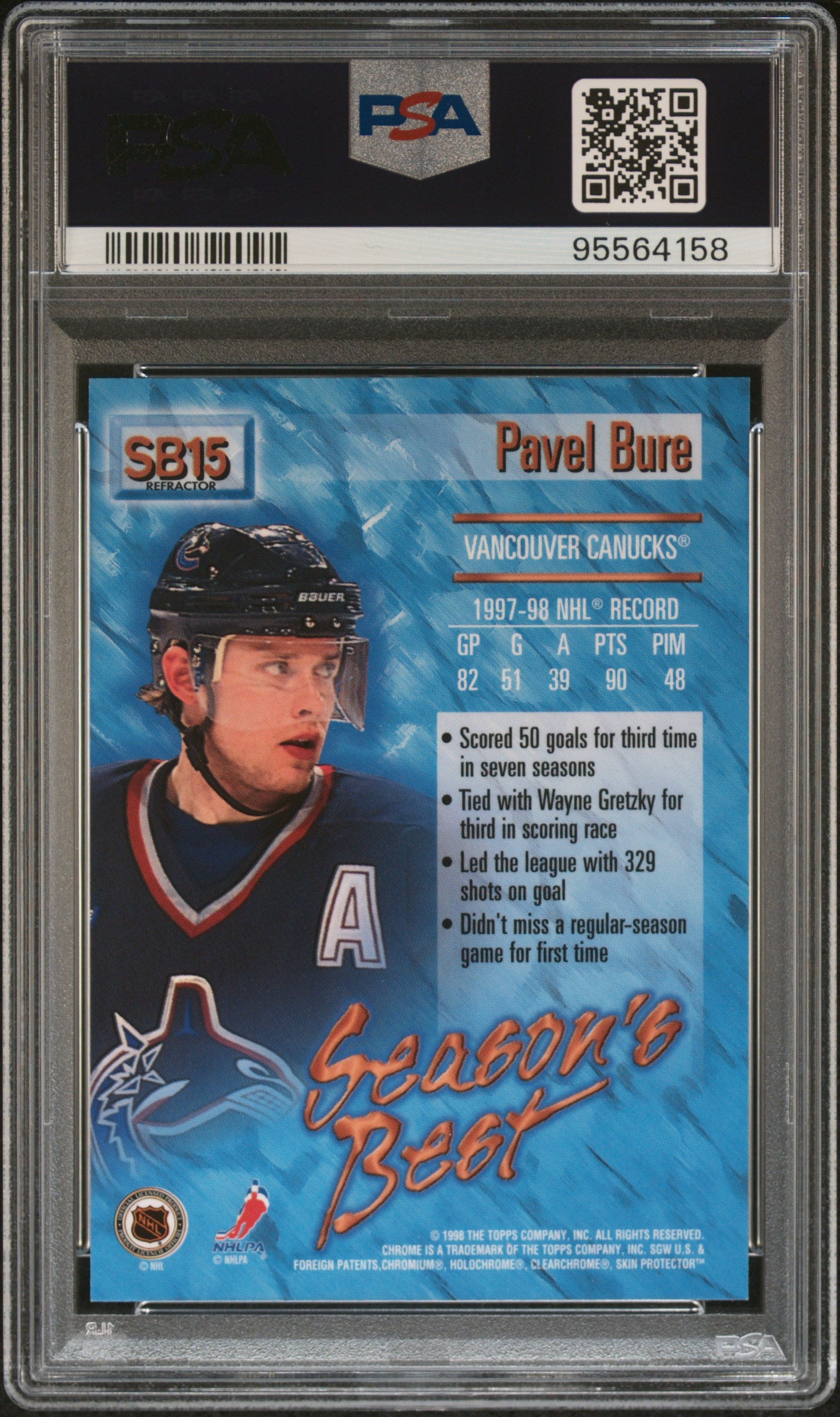Pavel Bure 1998 O-Pee-Chee Chrome Seasons Best Season's Best Refractor PSA 10