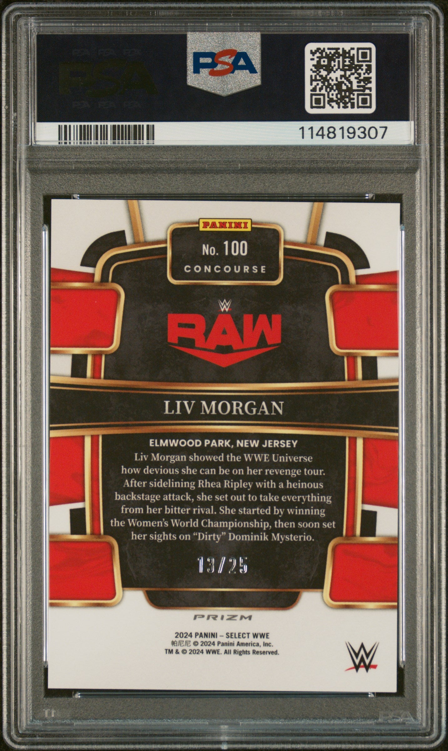 LIV Morgan 2024 Panini Select WWE #100 Tie Dye Prizm /25 PSA 9