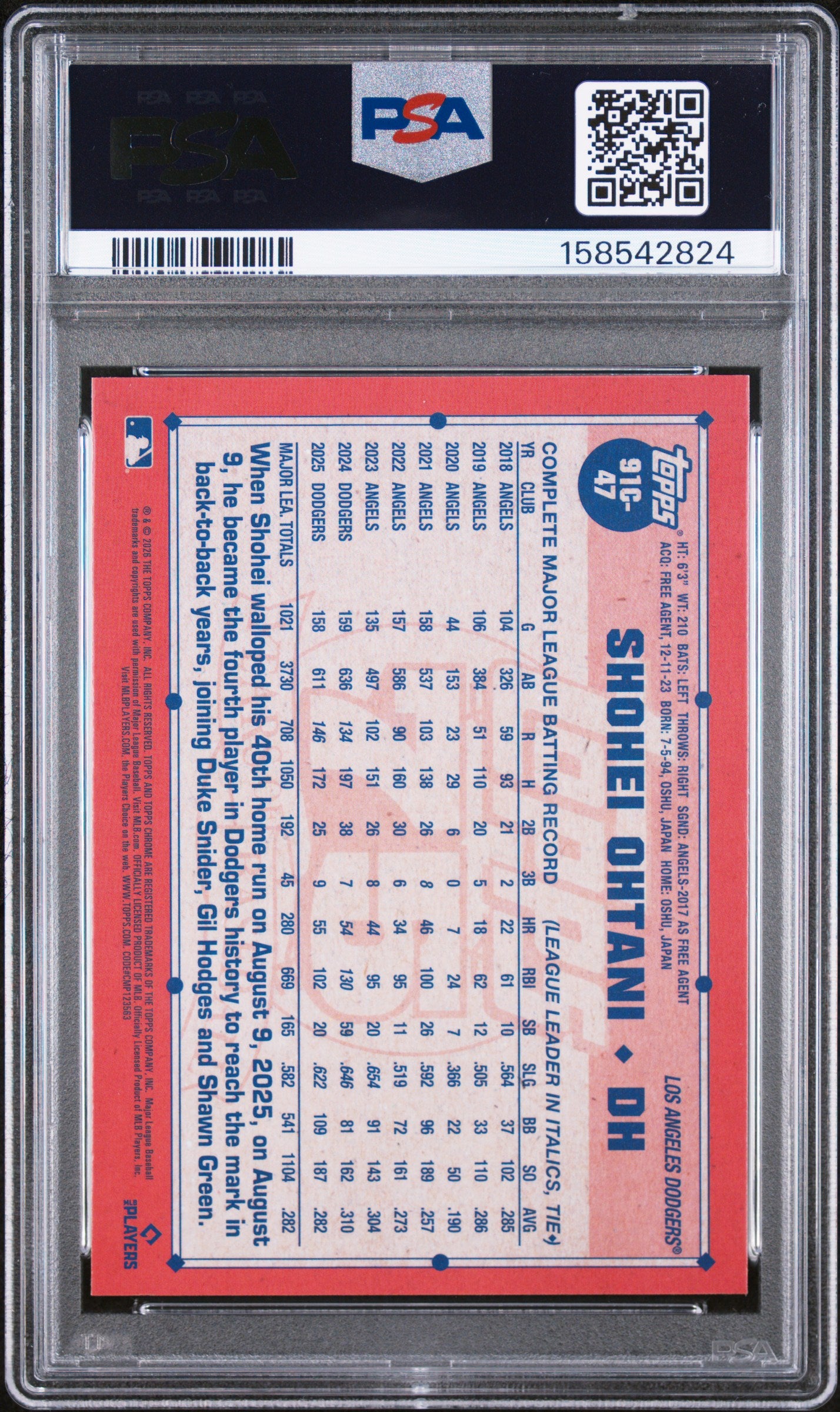 Shohei Ohtani 2026 Topps Silver Pack 1991 Chrome Promo #91C-47 PSA 10