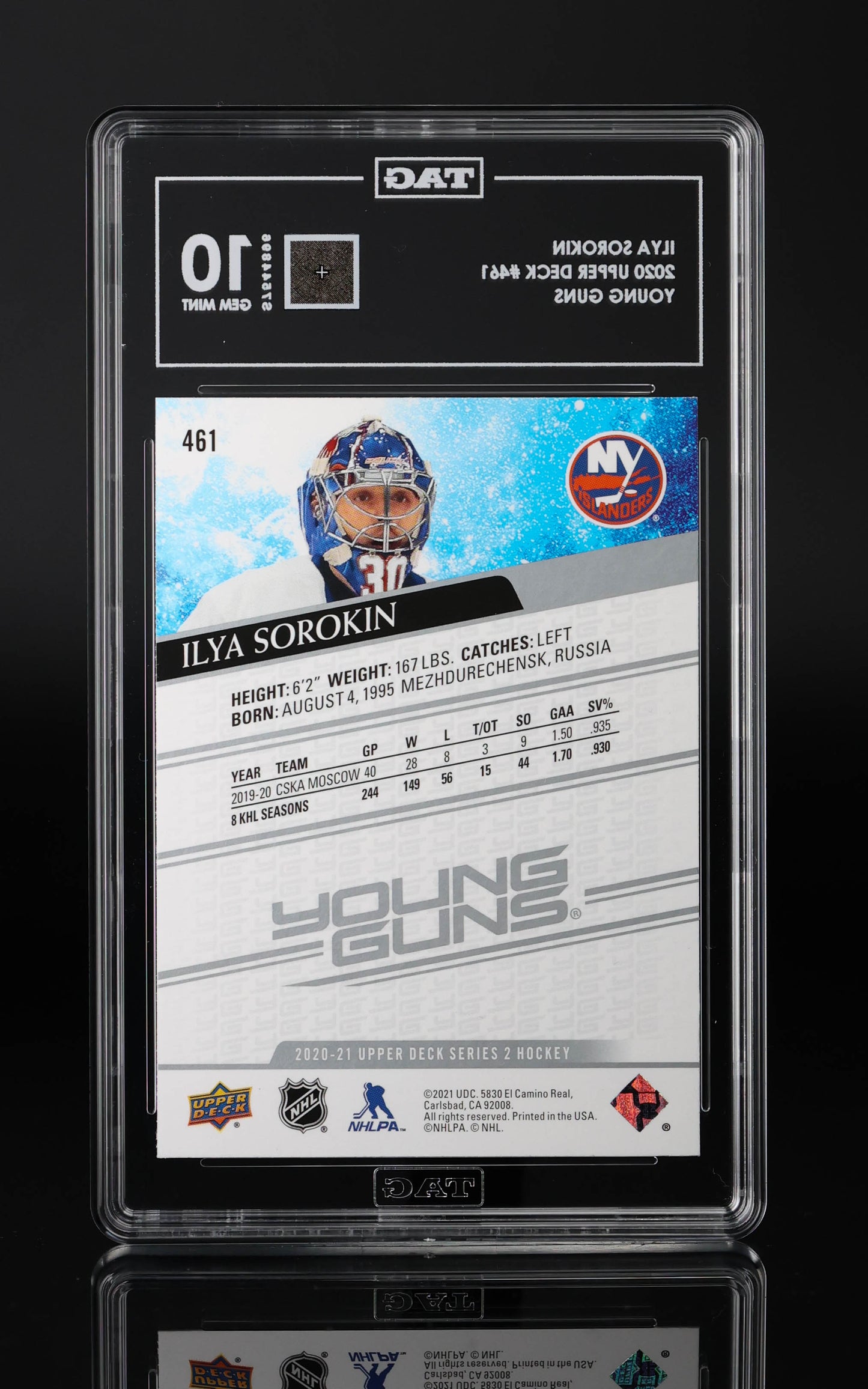 Ilya Sorokin 2020-21 Upper Deck Series 2 #461 Young Guns TAG 10