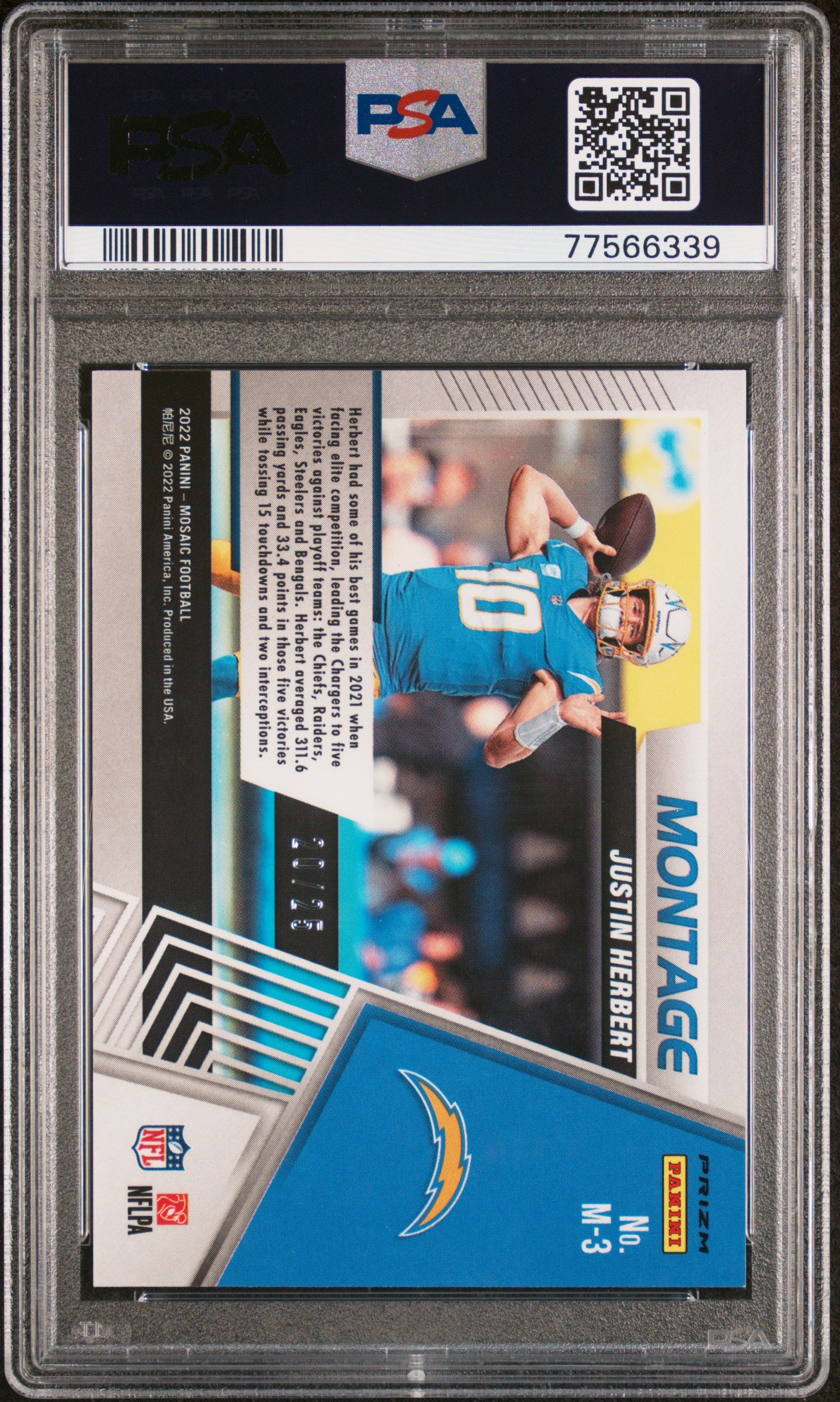 Justin Herbert 2022 Panini Mosaic Montage #M3 White /25 PSA 9