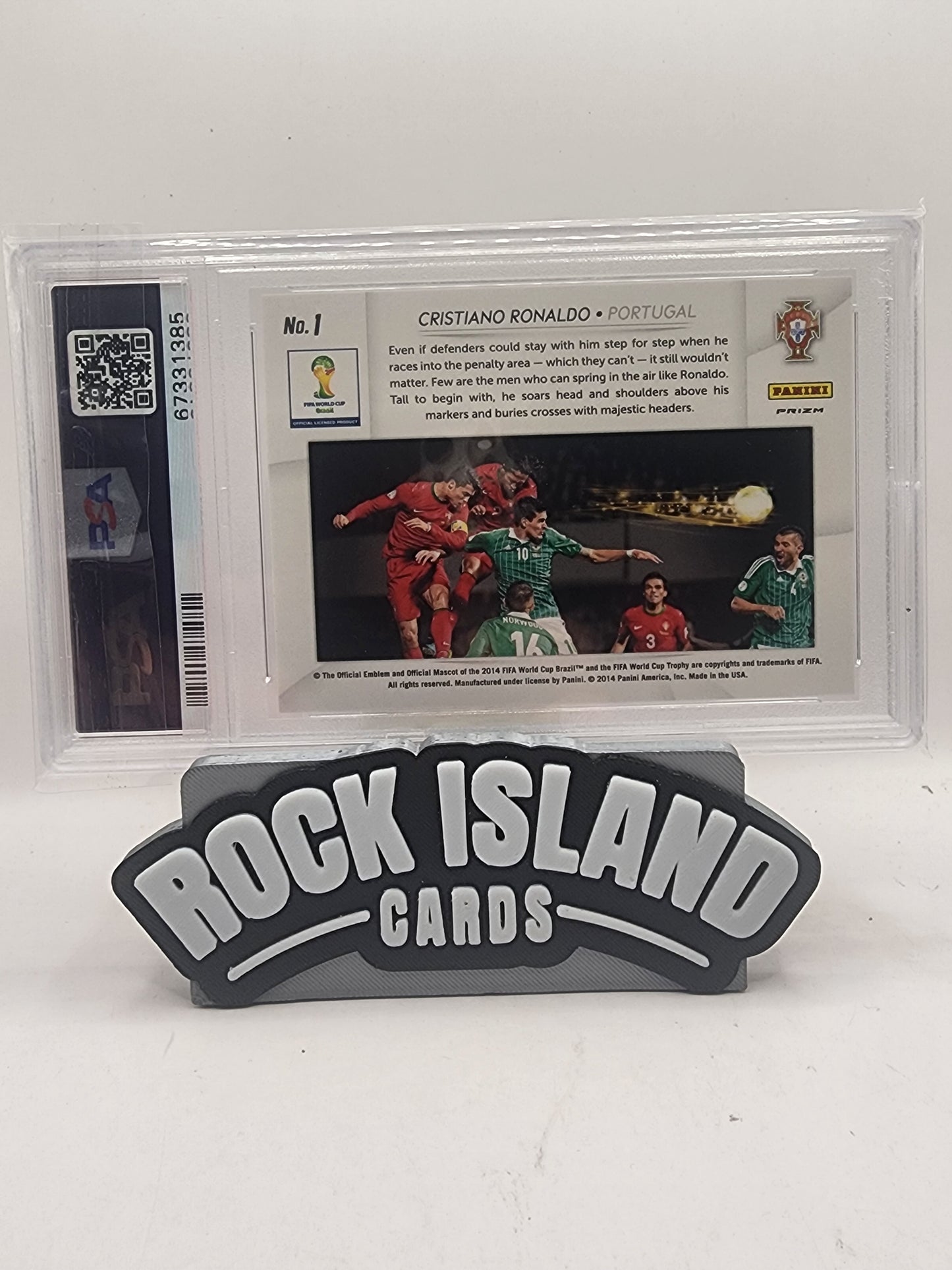 Cristiano Ronaldo 2014 Prizm World Cup Aerial Assault Yellow Red Plsr PSA 10