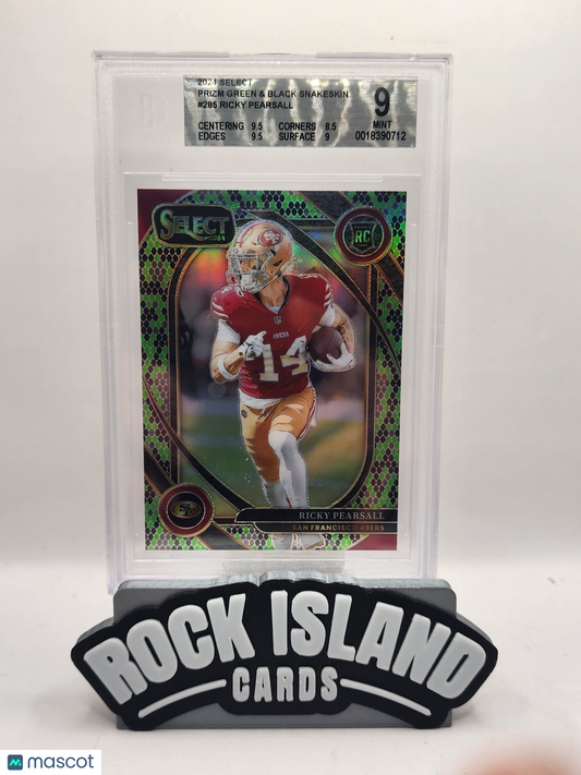 Ricky Pearsall 2024 Panini Select Prizm #285 Green+ Black Snakeskin /2 RC BGS 9