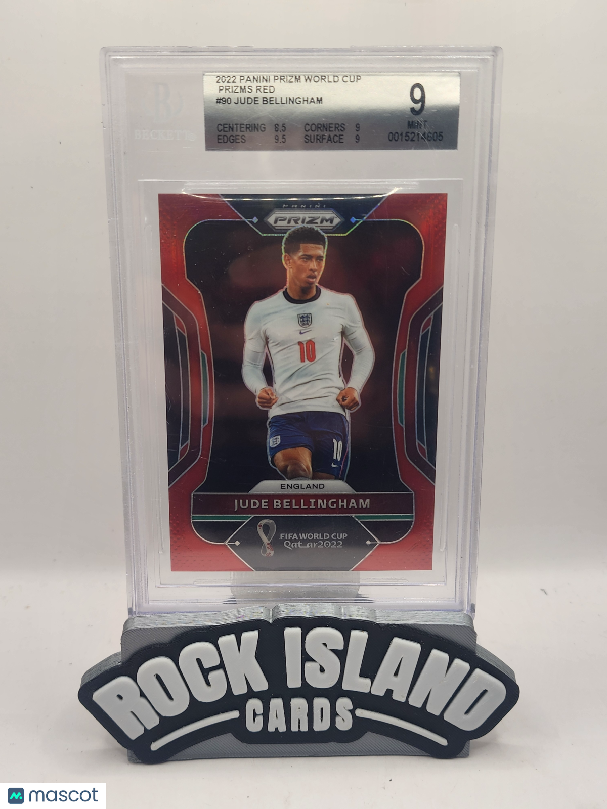 Jude Bellingham 2022 Panini Prizm #90 Red Road to Qatar /399 BGS 9