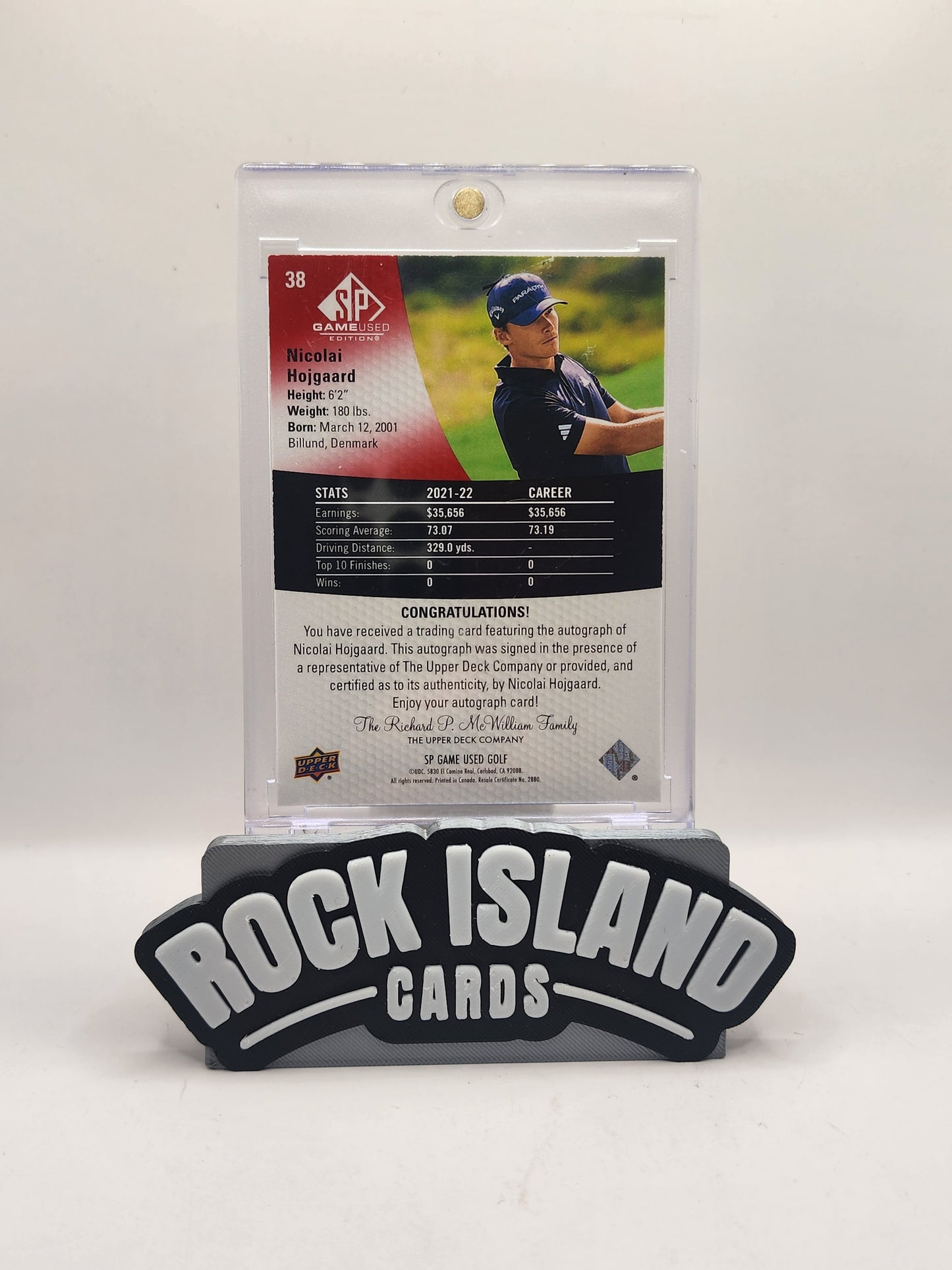Nicolai Hojgaard 2022 Upper Deck SP Game Used #38 15/15
