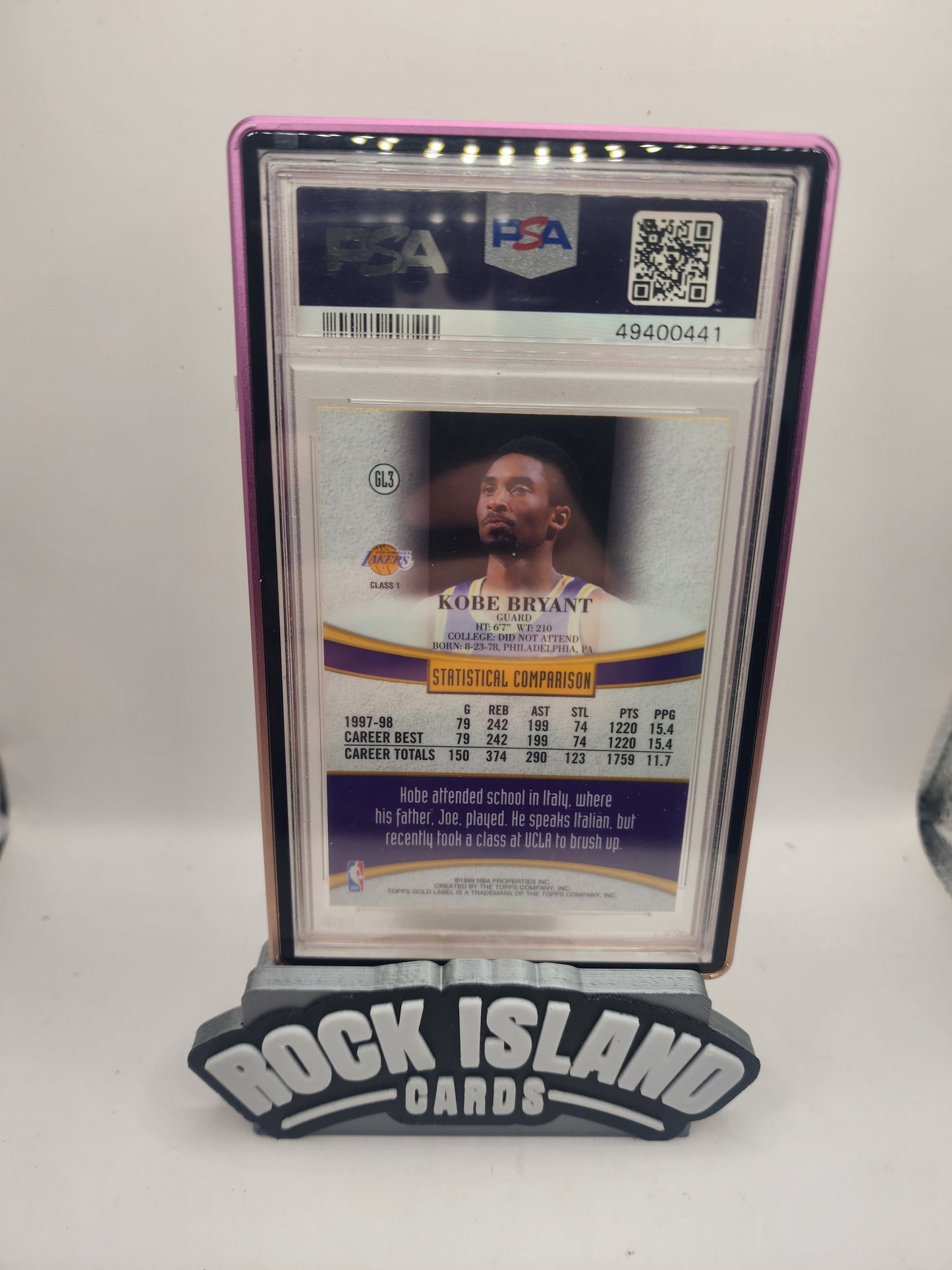 Kobe Bryant 1998 Topps Gold Label #GL3 Low Pop PSA 10