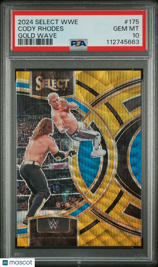 Cody Rhodes 2024 Panini Select WWE #175 Gold Wave 7/10 PSA 10