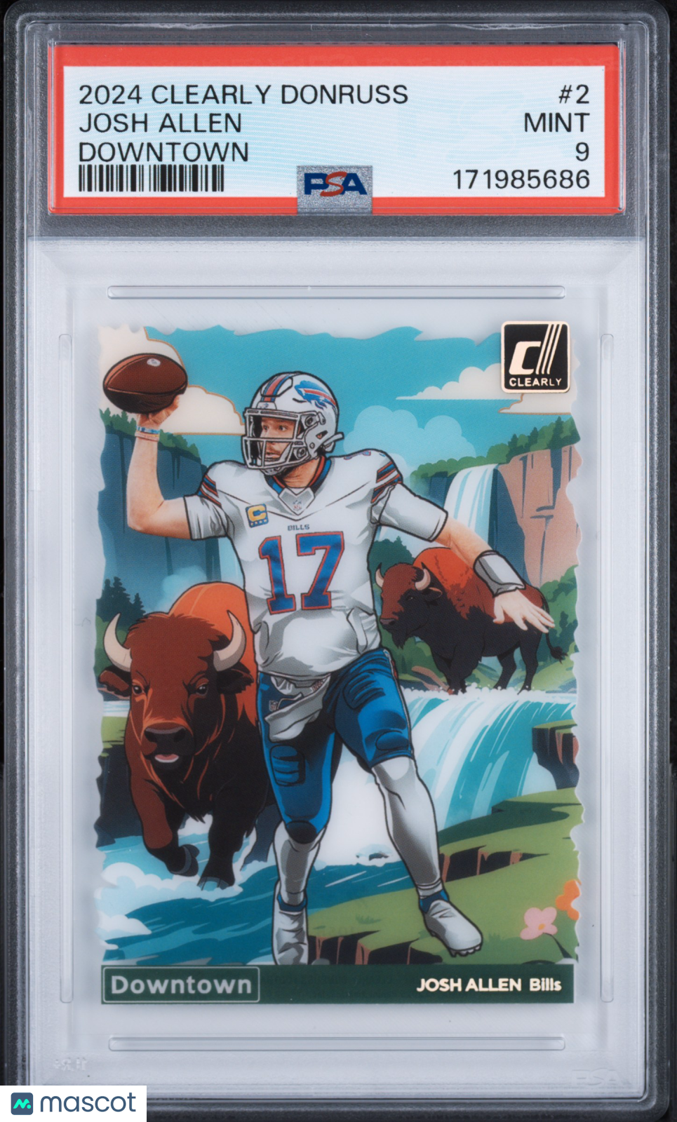 Josh Allen 2024 Panini Clearly Donruss Downtown #2 PSA 9