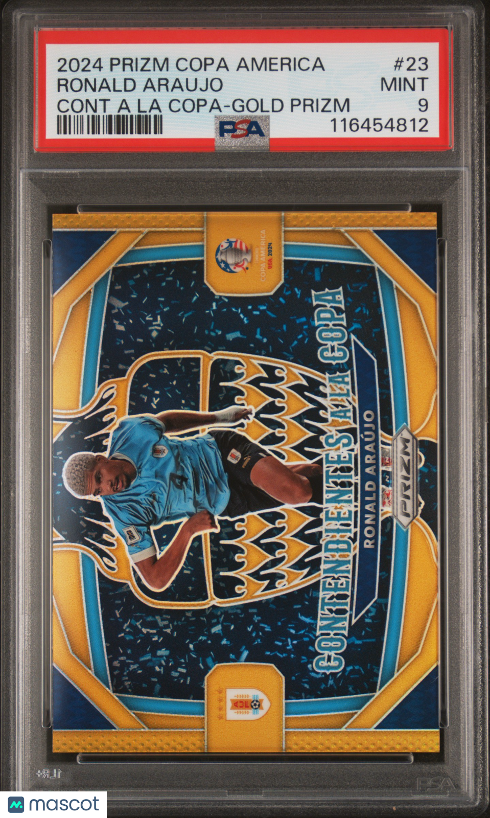 Ronald Araujo 2024 Panini Prizm Conmebol Copa America Gold /10 PSA 9