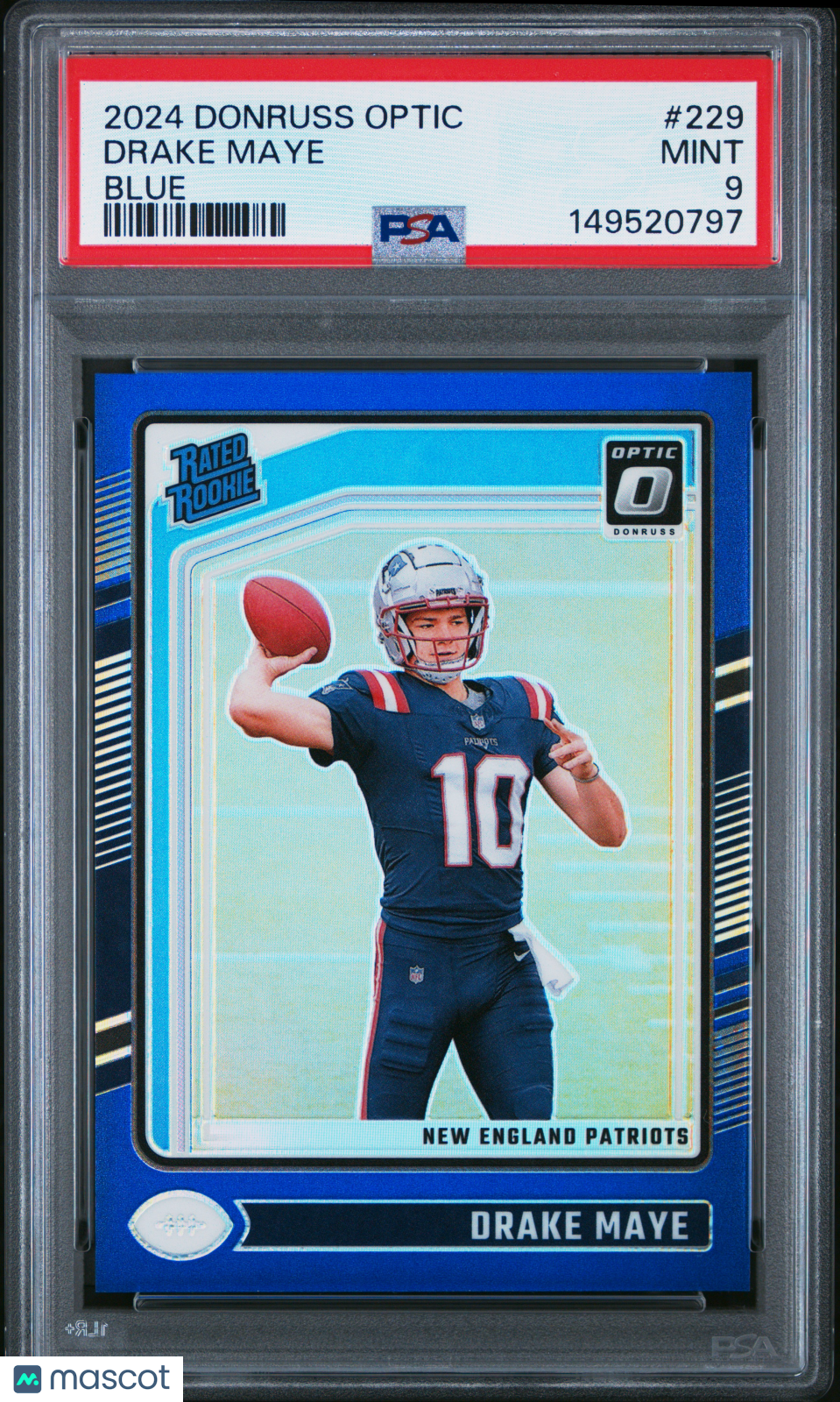 Drake Maye 2024 Panini Donruss Optic #229 Blue Rookie /199 PSA 9