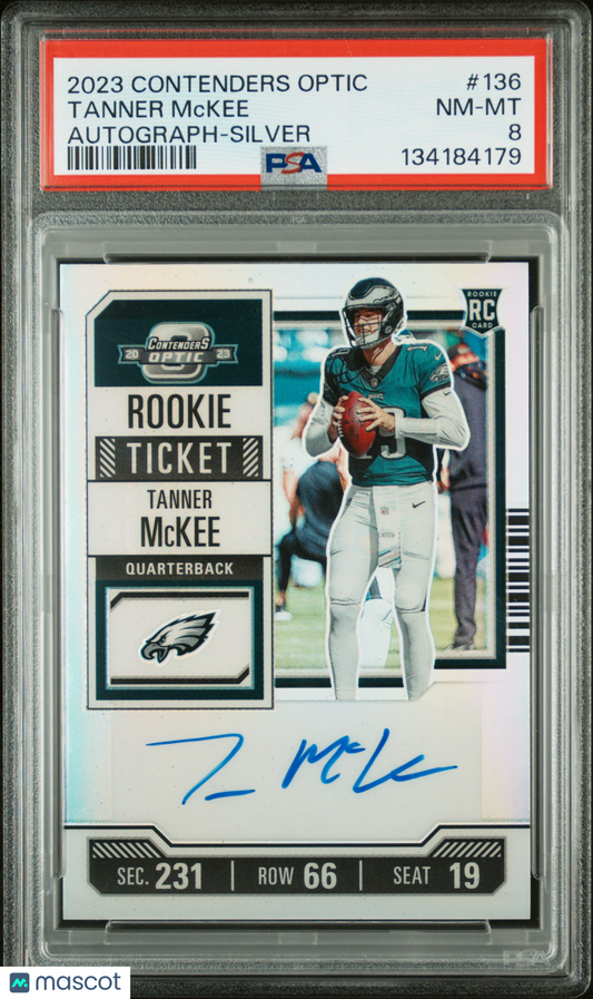 Tanner Mckee 2023 Panini Contenders Optic #136 Autograph Silver Rookie PSA 8
