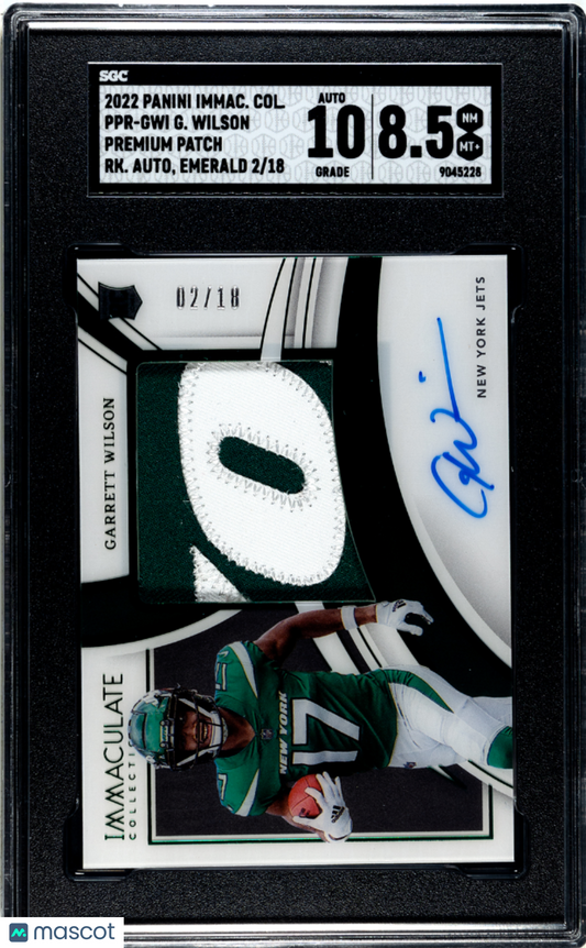 Garrett Wilson 2022 Panini Immaculate Rookie Autograph Emerald SGC 8.5 Auto 10