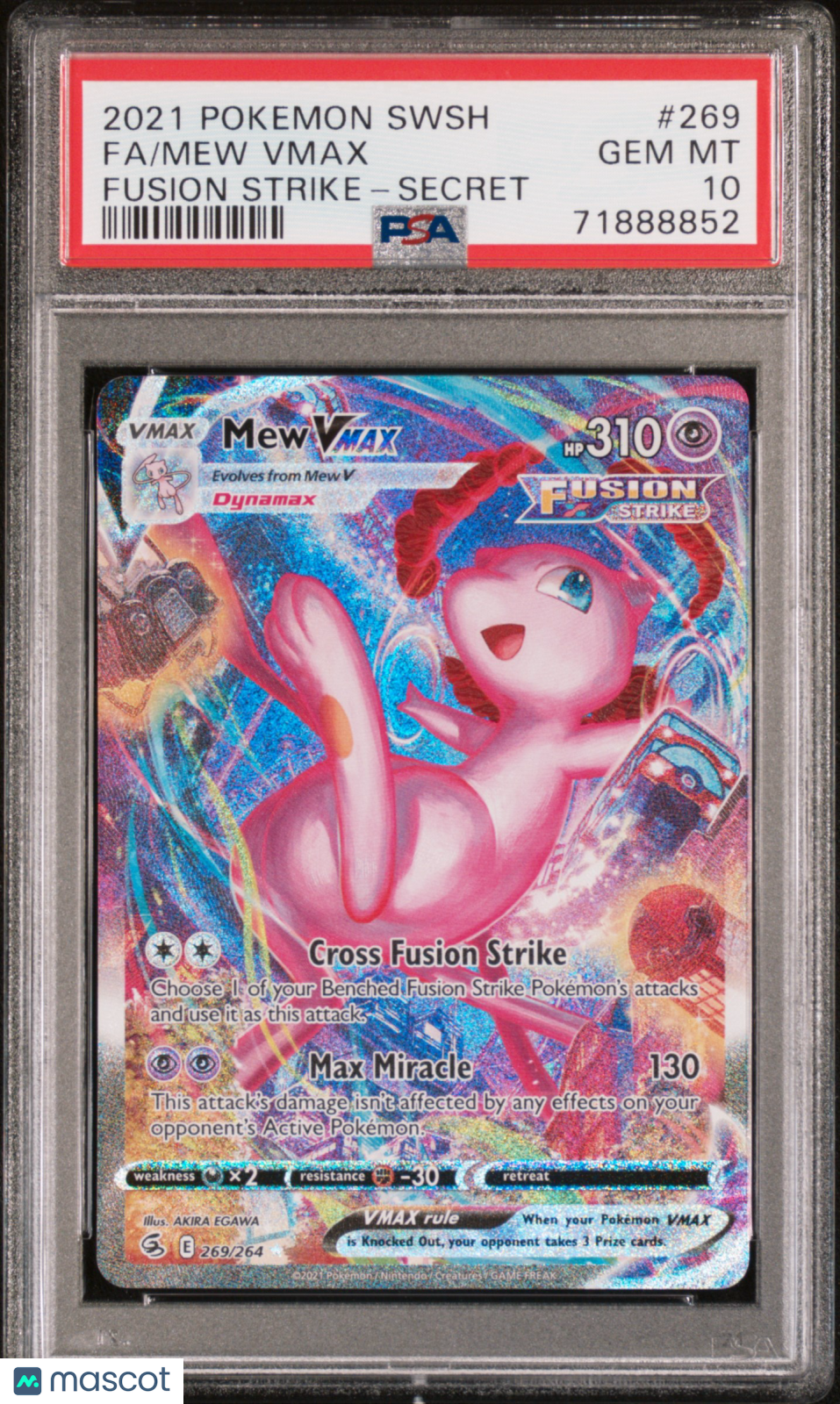 2021 Pokemon Sword & Shield Fusion Strike Mew VMAX Fusion Strike  PSA 10 #269