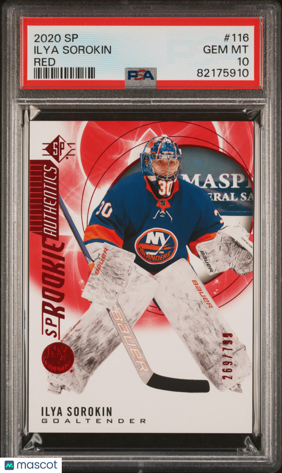 Ilya Sorokin 2020-2021 SP #116 Red Rookie 269/799 PSA 10
