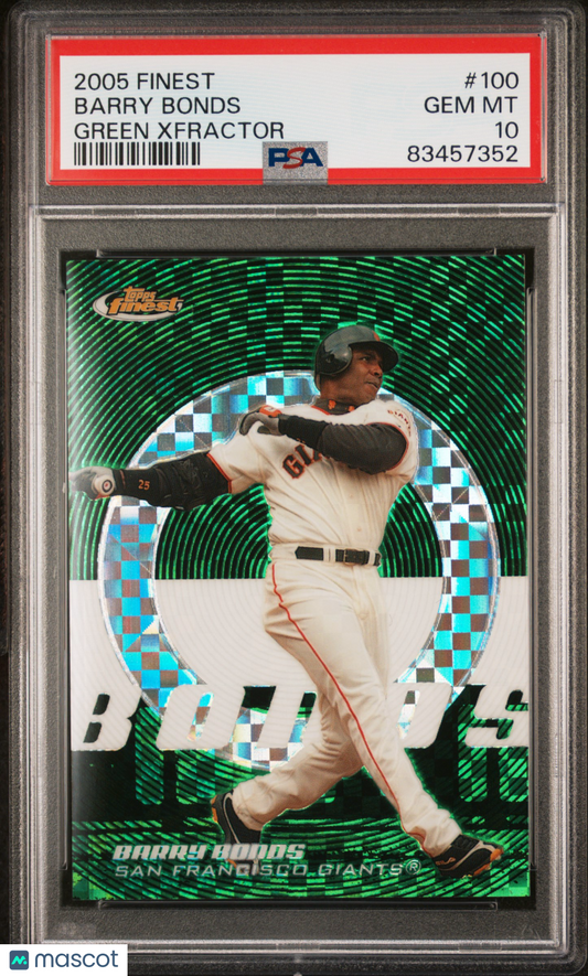 Barry Bonds 2005 Topps Finest #100 Green X Fractor Low Pop 1/50 PSA 10