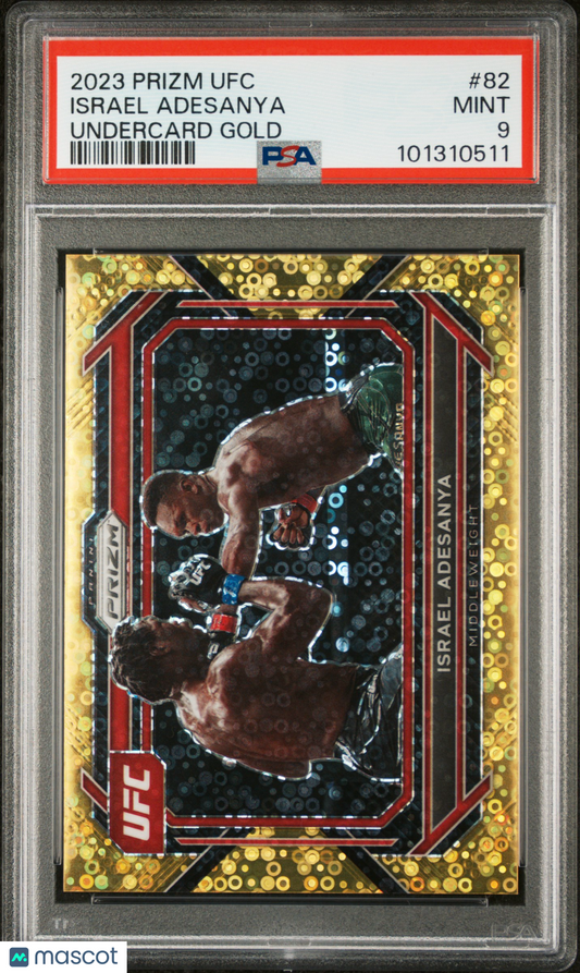 Israel Adesanya 2023 Panini Prizm UFC #82 Undercard Gold /10 PSA 9