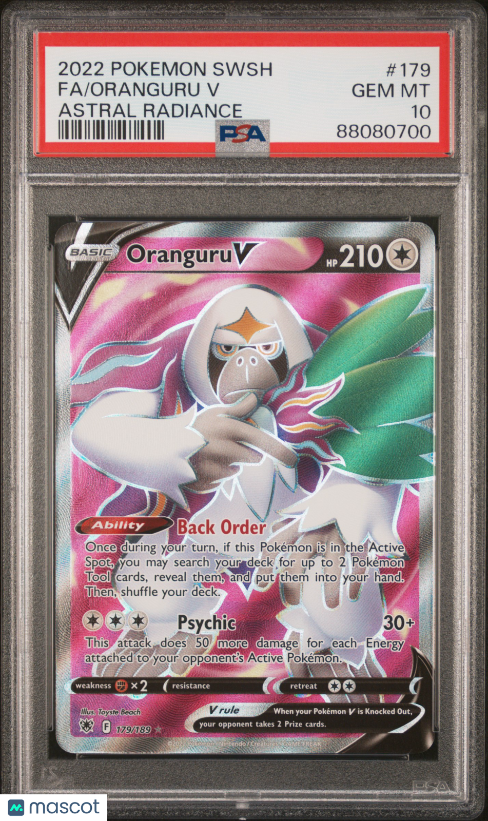2022 Pokemon Sword & Shield Astral Radiance Oranguru V Fa PSA 10 #179