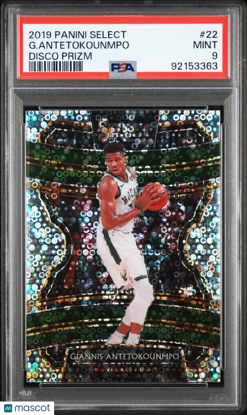 G. Antetokounmpo 2019 Panini Select #22 Disco Prizm PSA 9