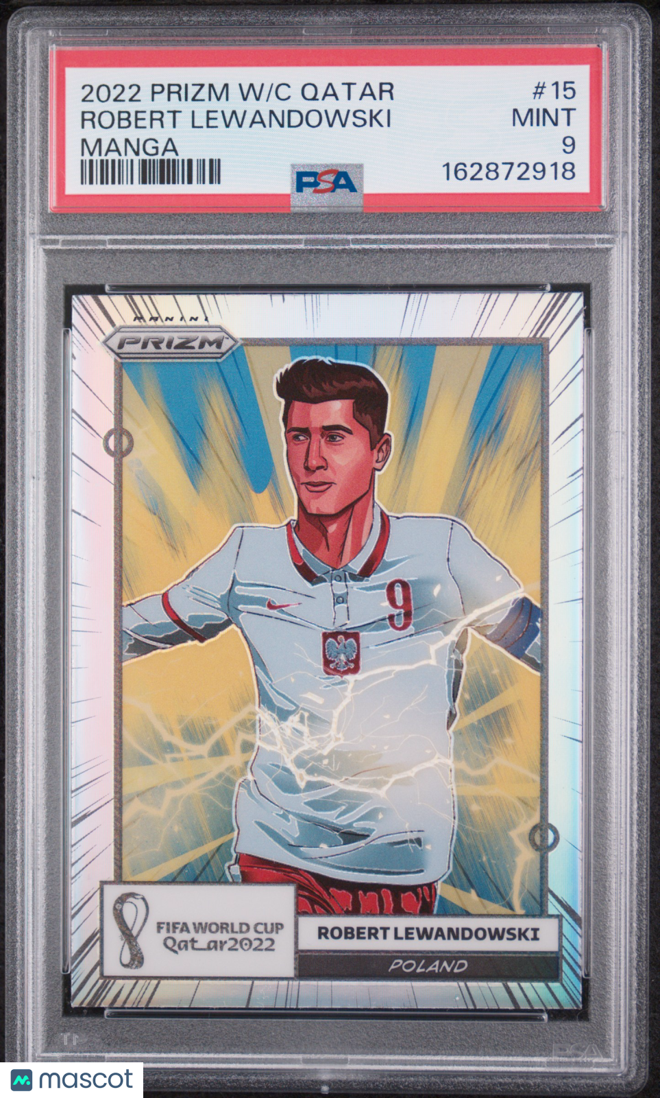 Robert Lewandowski 2022 Panini Prizm World Cup Qatar Manga #15 PSA 9