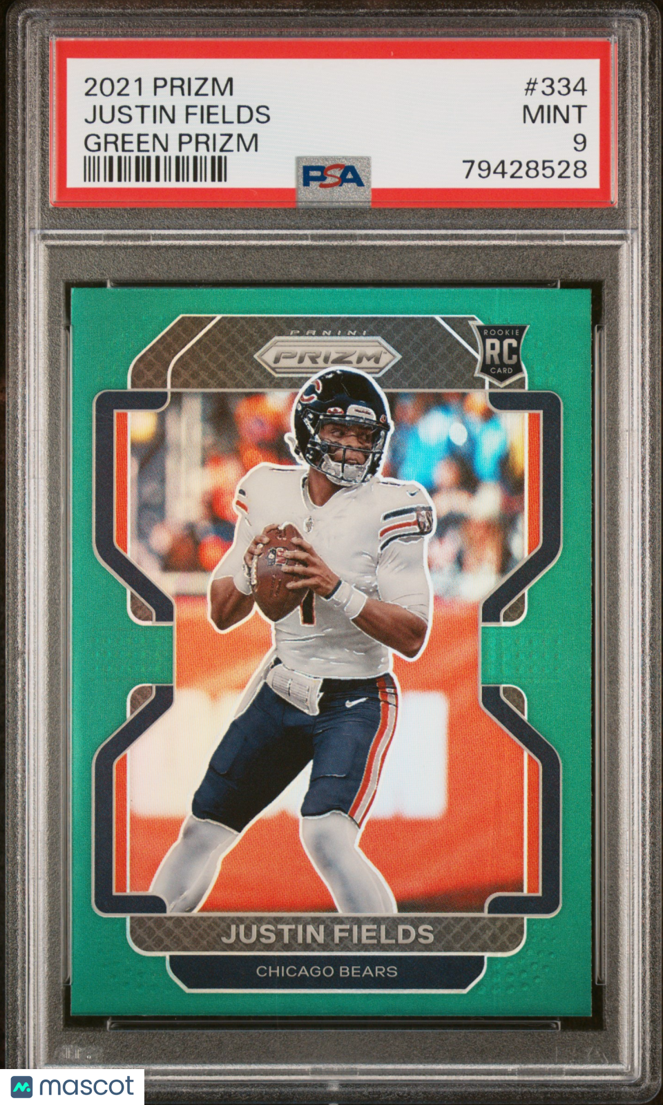 Justin Fields 2021 Panini Prizm #334 Green Rookie PSA 9