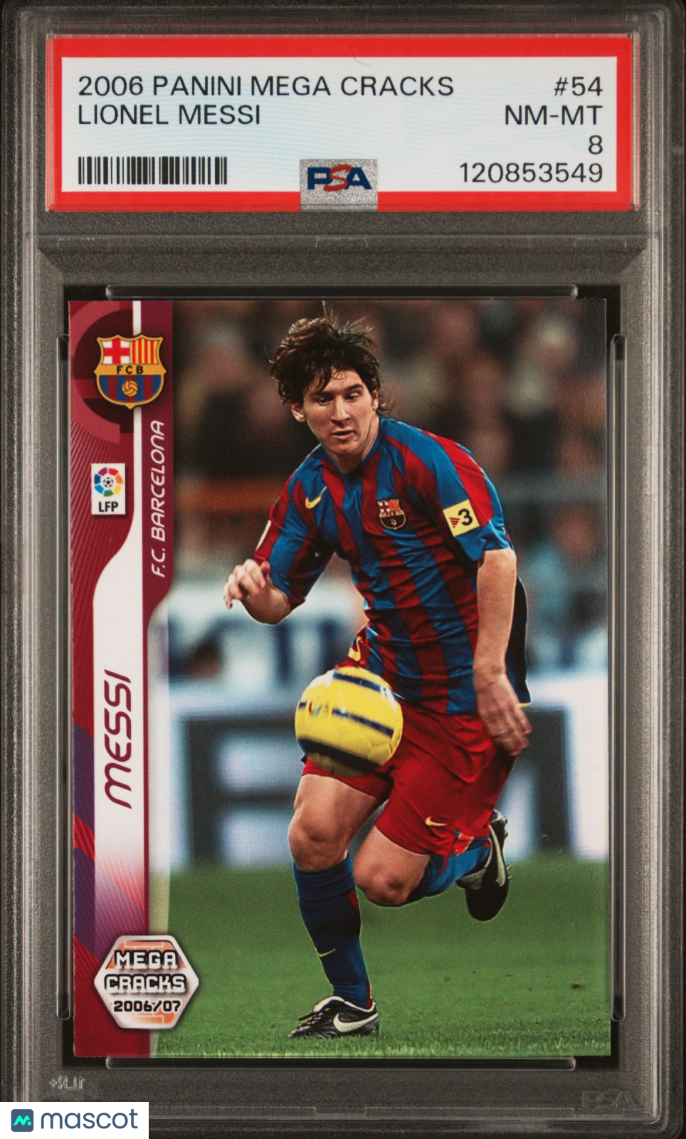 Lionel Messi 2006 Panini Mega Cracks #54 PSA 8
