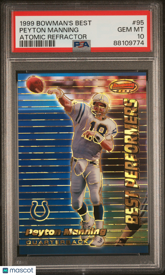 Peyton Manning 1999 Bowman's Best #95 Atomic Refractor Low Pop PSA 10