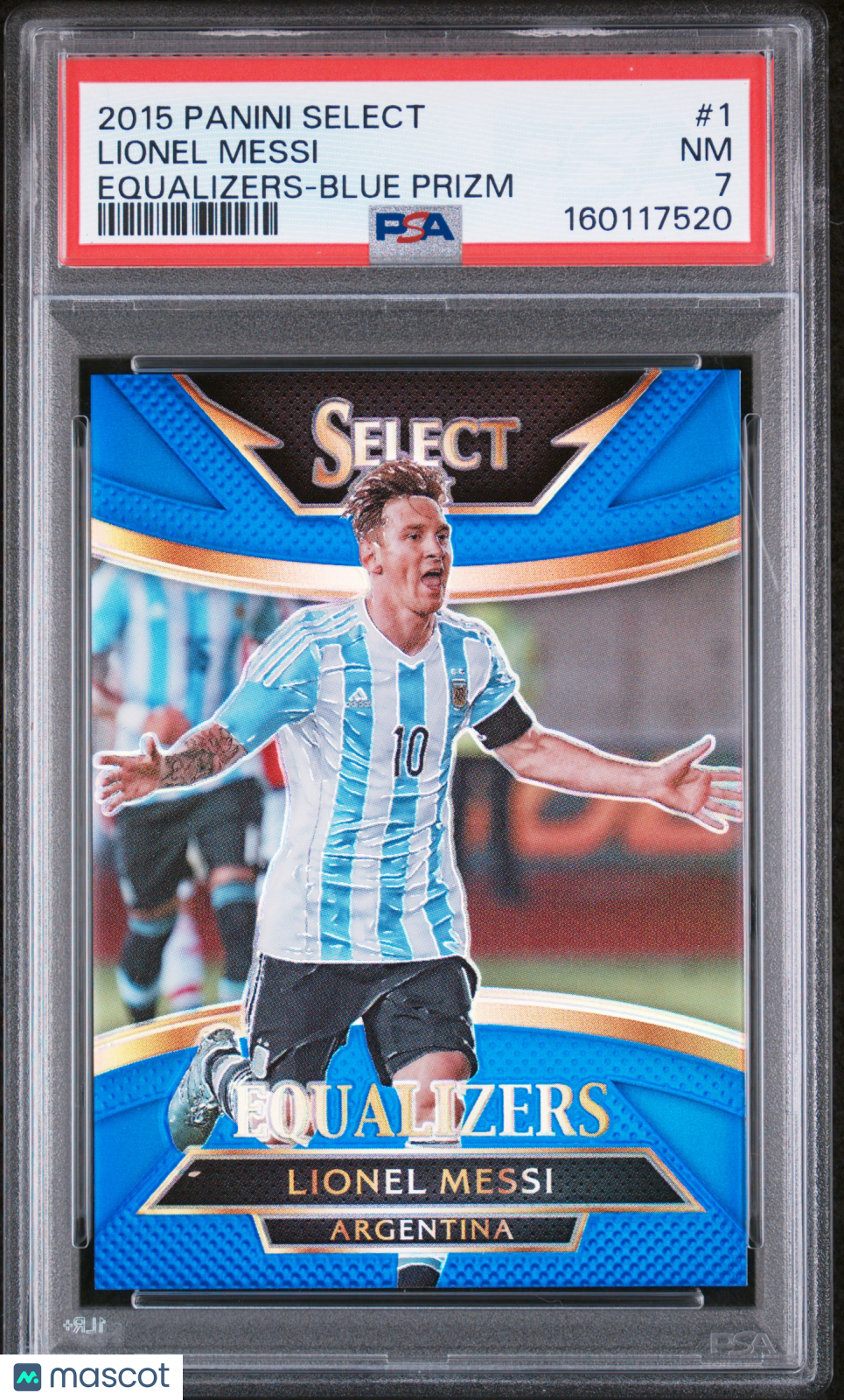 Lionel Messi 2015 Panini Select Equalizers #1 Blue Prizm /299 PSA 7