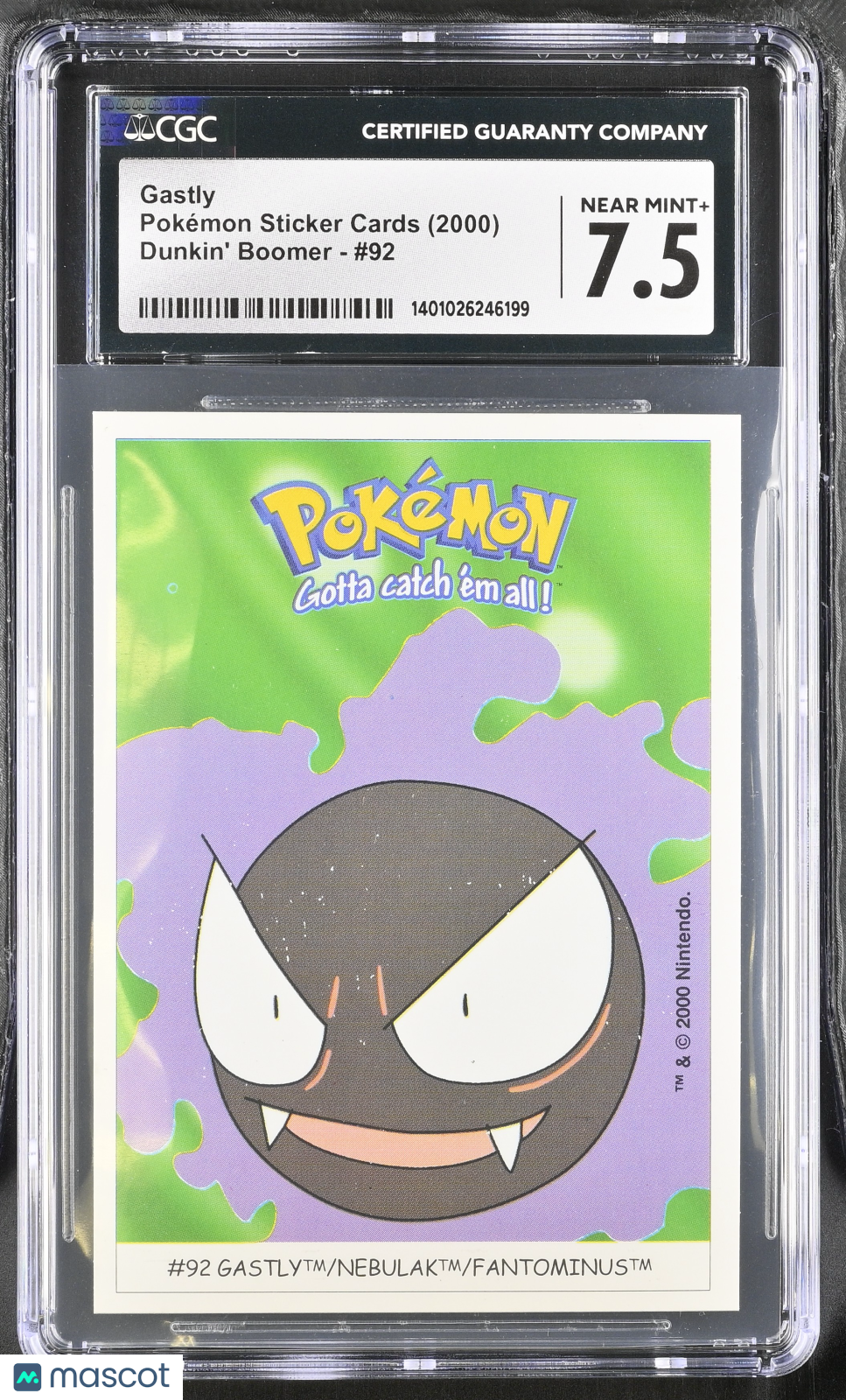 Gastly 2000 Dunkin' Boomer PokeMon Sticker Cards #92 CGC 7.5