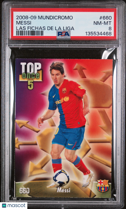 Lionel Messi 2008 Mundicromo Las Fichas De La Liga #660 PSA 8