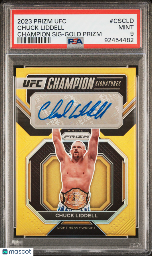 Chuck Liddell 2023 Panini Prizm UFC Champion Signatures #CSCLD Gold 4/10 PSA 9