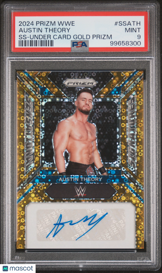 Austin Theory 2024 Panini Prizm WWE #SSATH SS Under Card Gold 7/10 PSA 9