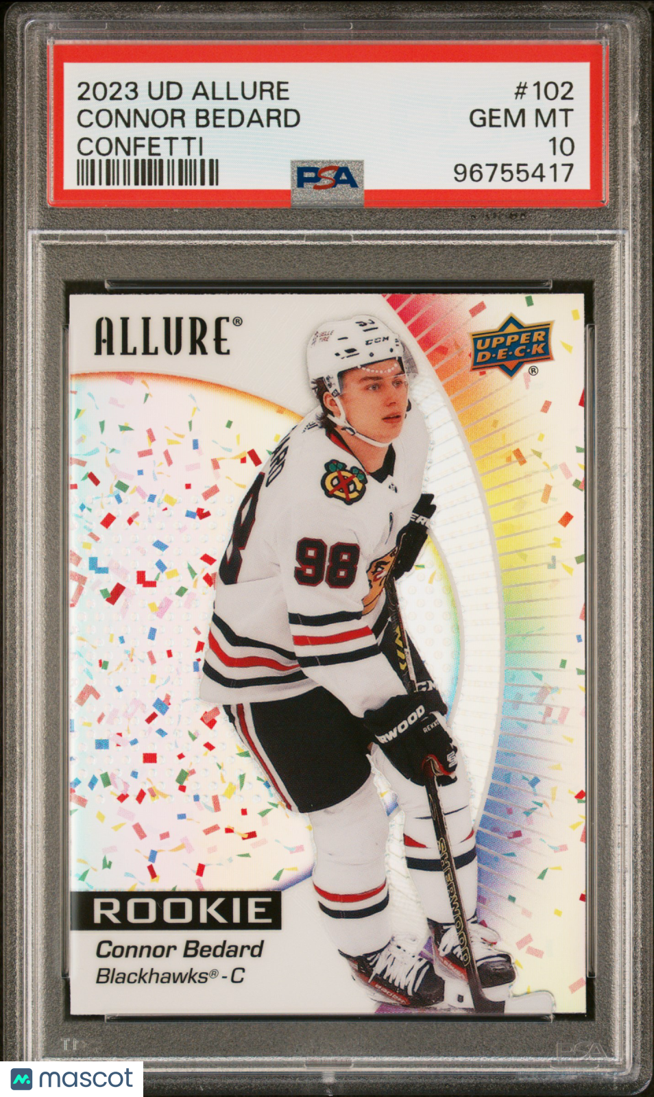 Connor Bedard 2023 Upper Deck Allure #102 Confetti Rookie PSA 10