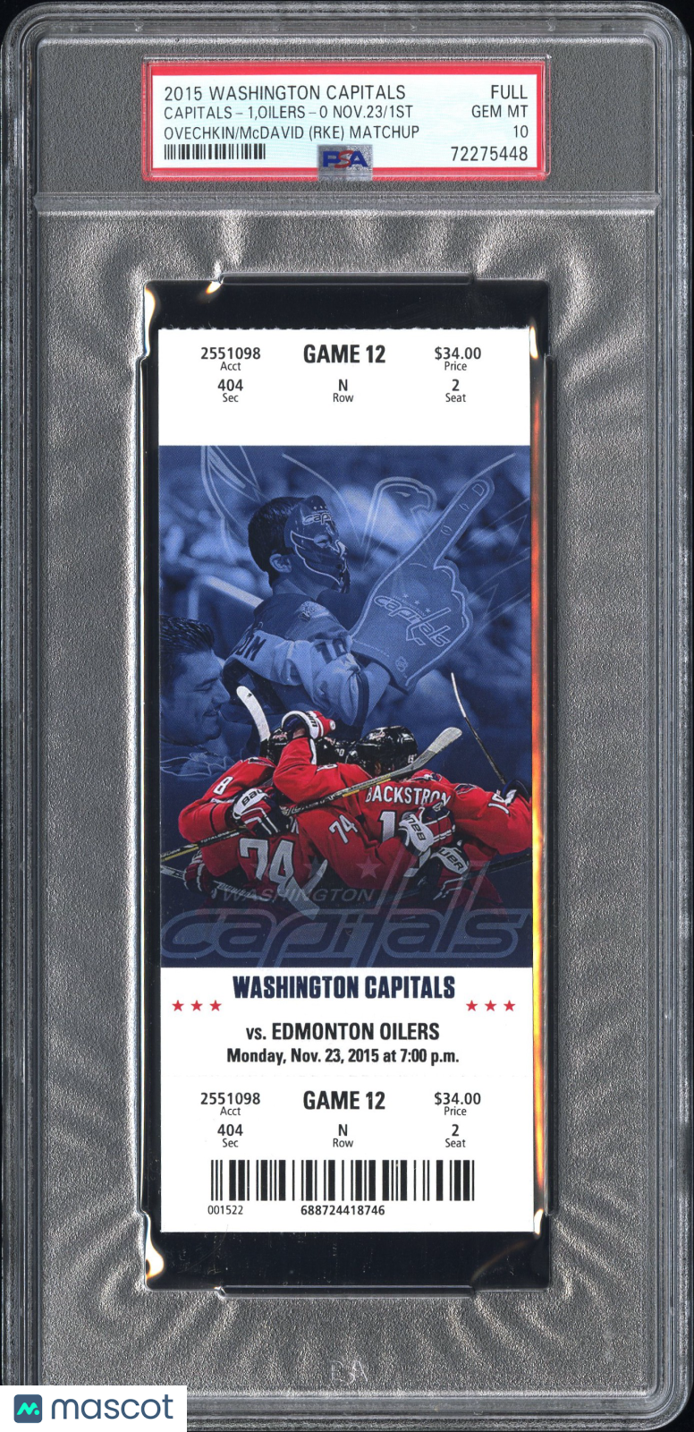 2015 Washington Capitals / Edm Oilers Ovechkin/McDavid (Rke) Matchup PSA 10
