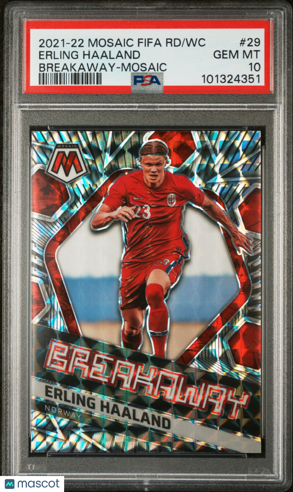 Erling Haaland 2021-22 Panini Mosaic FIFA Road To World Cup Breakaway #29 PSA 10