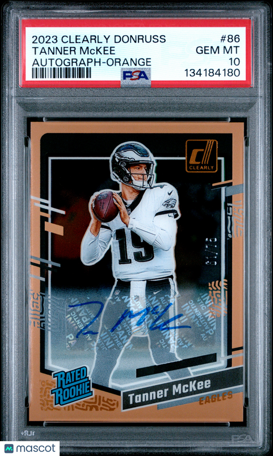 Tanner Mckee 2023 Panini Clearly Donruss #86 Autograph Orange Rookie /75 PSA 10
