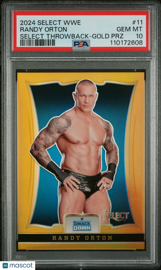 Randy Orton 2024 Panini Select WWE Select Throwback #11 Gold PRZ 6/10 PSA 10