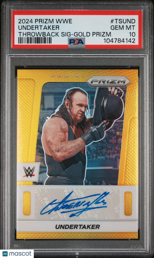 Undertaker 2024 Panini Prizm WWE Throwback Signatures #TSUND Gold /10 PSA 10