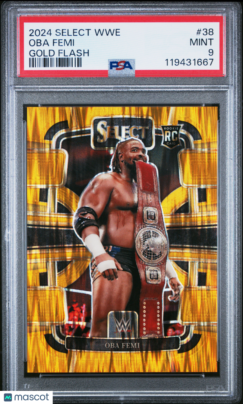 Oba Femi 2024 Panini Select WWE #38 Gold Flash /10 PSA 9