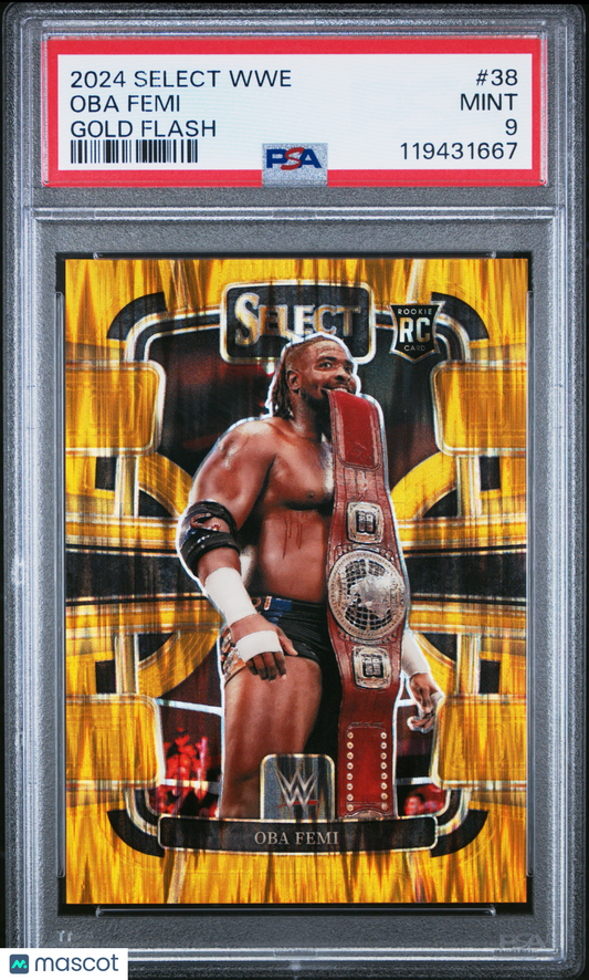 Oba Femi 2024 Panini Select WWE #38 Gold Flash /10 PSA 9