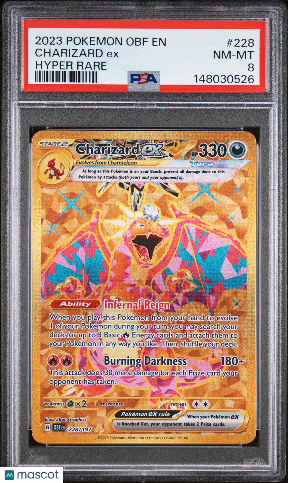 2023 Pokemon Obf EN-Obsidian Flames Charizard EX Hyper Rare PSA 8 #228
