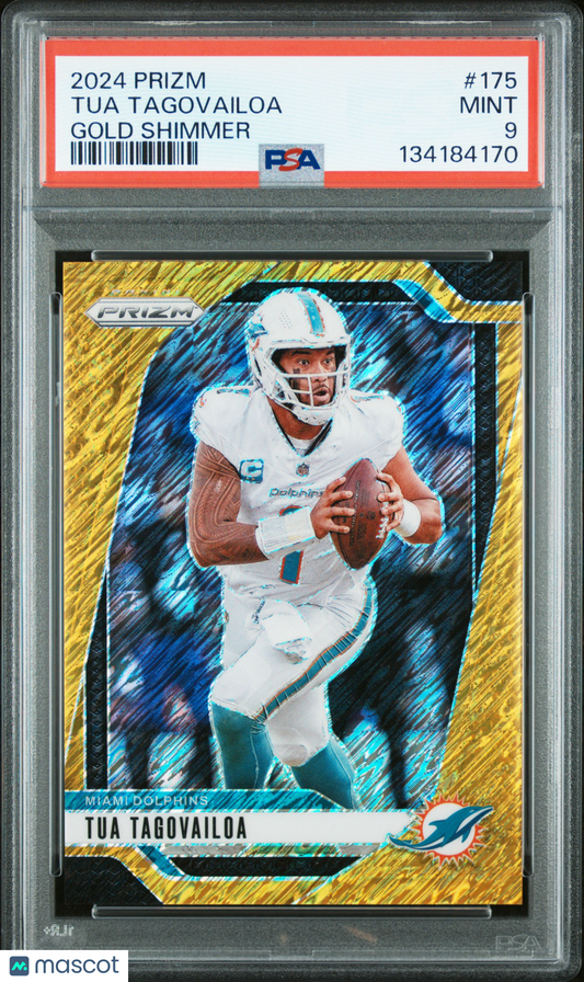 Tua Tagovailoa 2024 Panini Prizm #175 Gold Shimmer /10 PSA 9