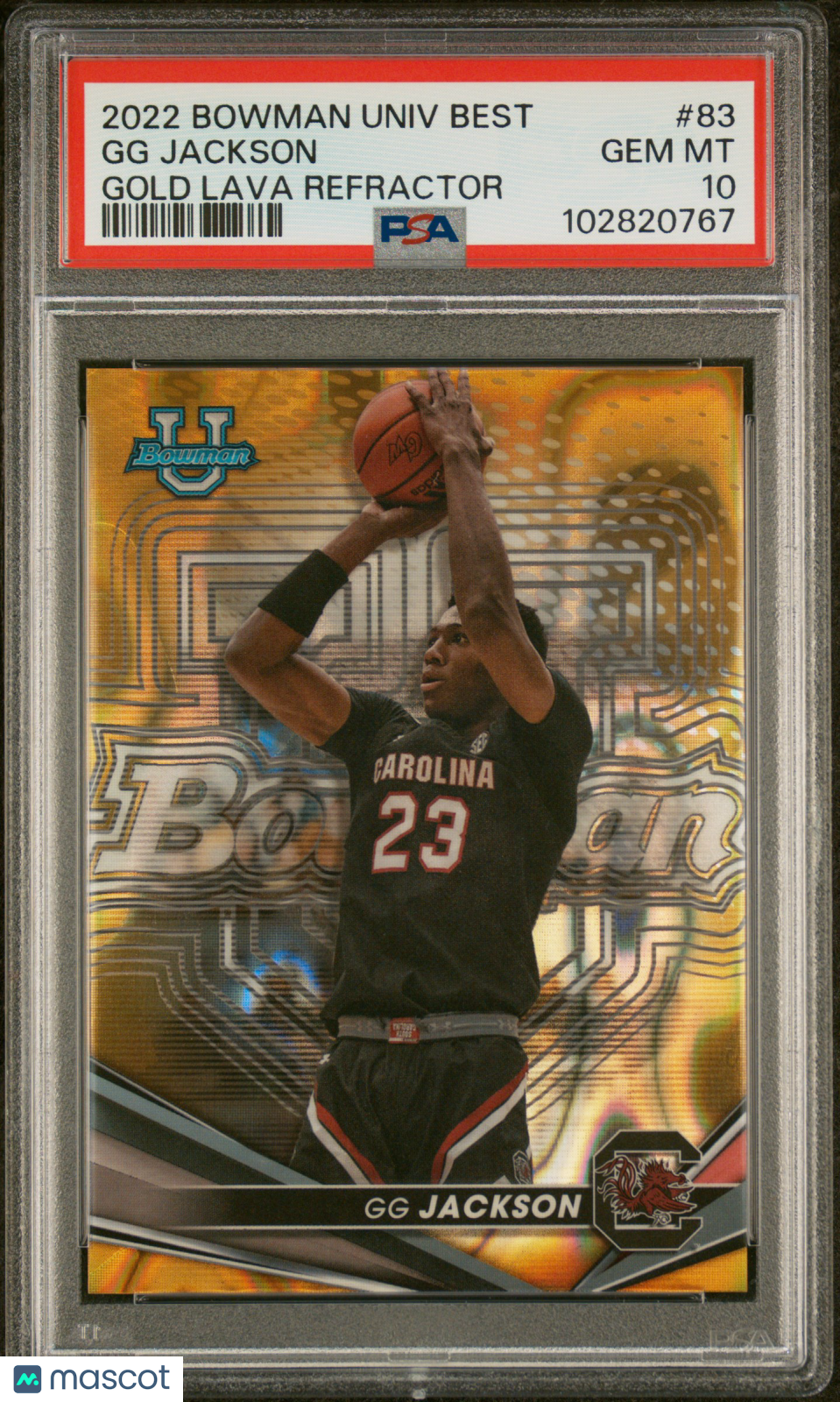 GG Jackson 2022 Bowman University Best #83 Gold Lava Refractor /75 PSA 10
