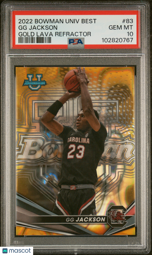 GG Jackson 2022 Bowman University Best #83 Gold Lava Refractor /75 PSA 10