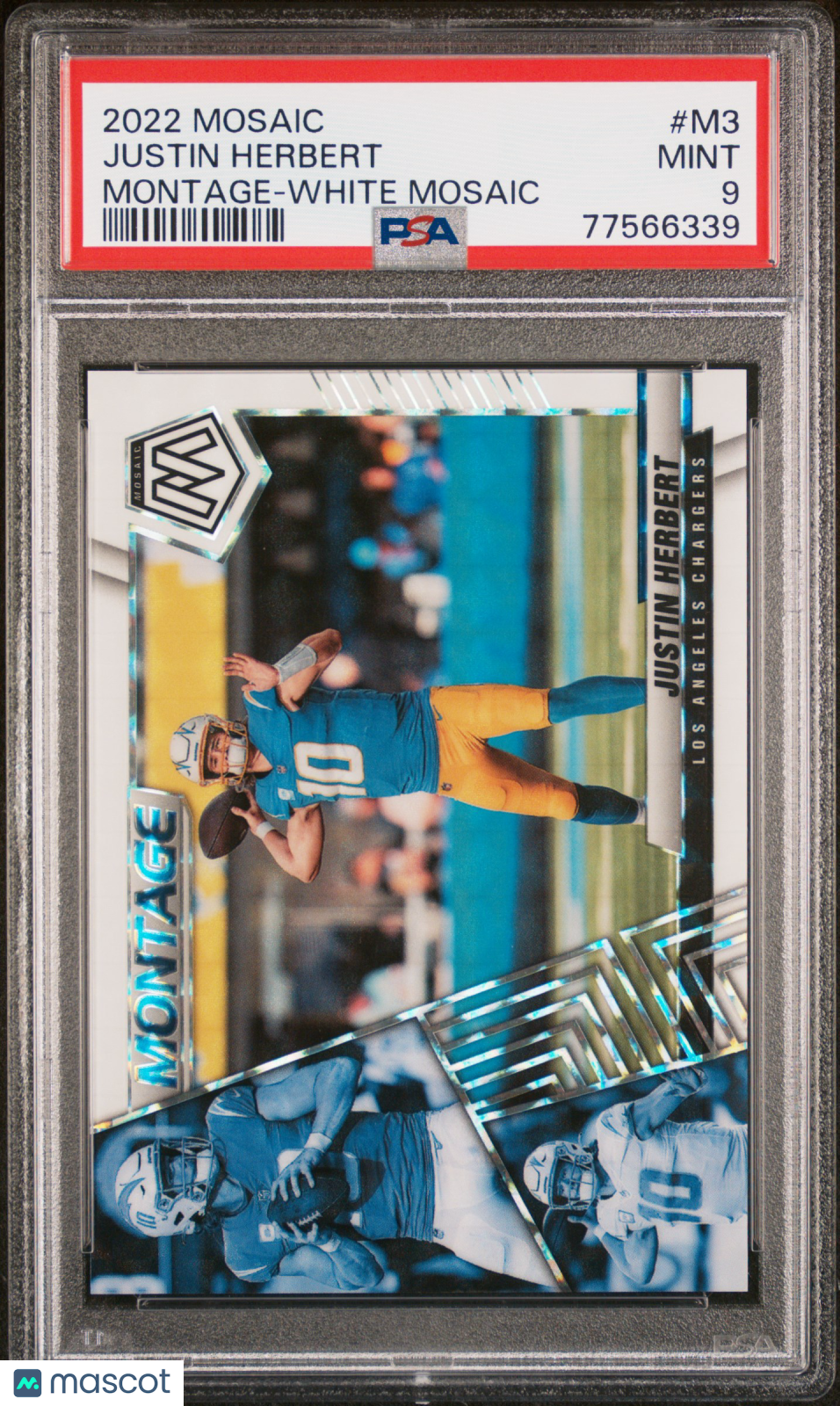 Justin Herbert 2022 Panini Mosaic Montage #M3 White /25 PSA 9