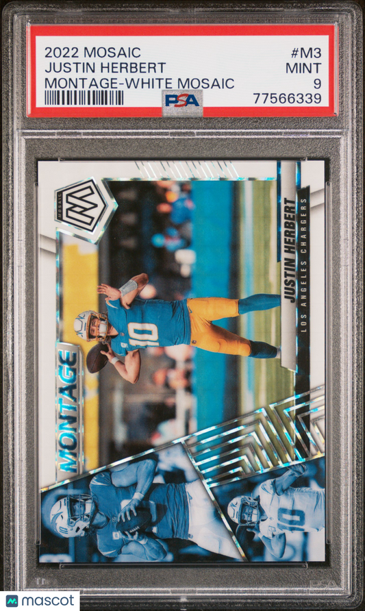 Justin Herbert 2022 Panini Mosaic Montage #M3 White /25 PSA 9