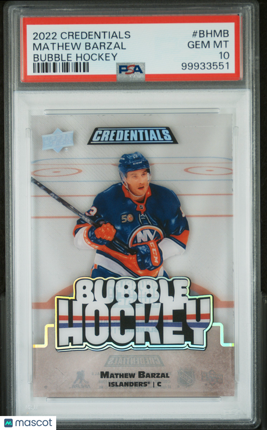 Mathew Barzal 2022 Upper Deck Credentials Bubble Hockey #BHMB Low Pop PSA 10