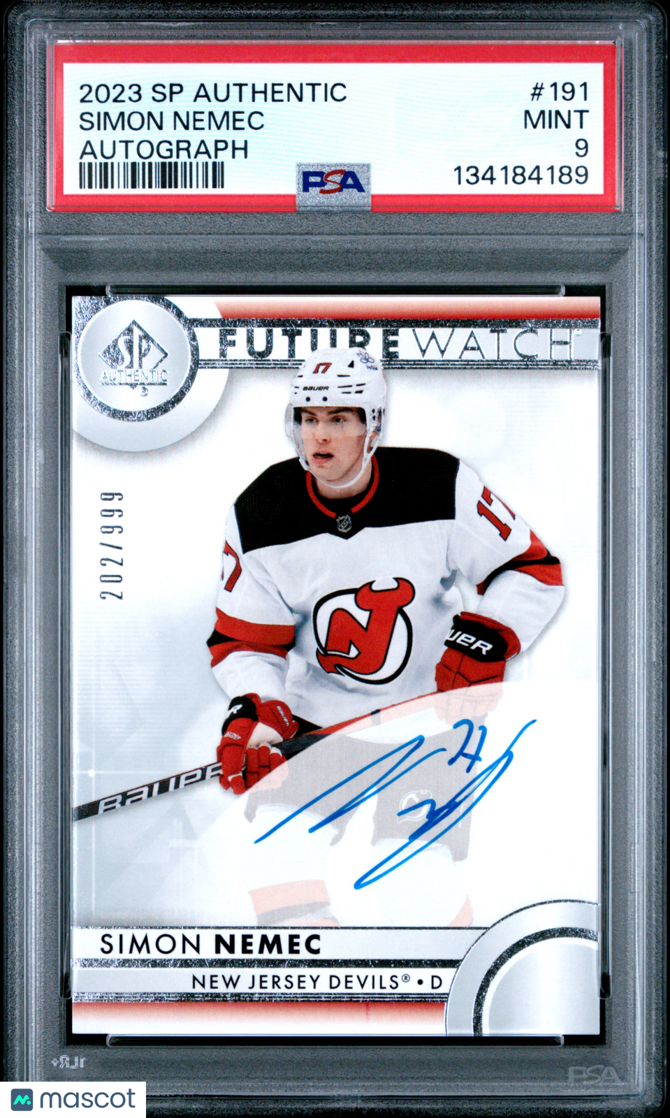 Simon Nemec 2023-24 Upper Deck SP Authentic #191 Future Watch Auto RC/999 PSA 9