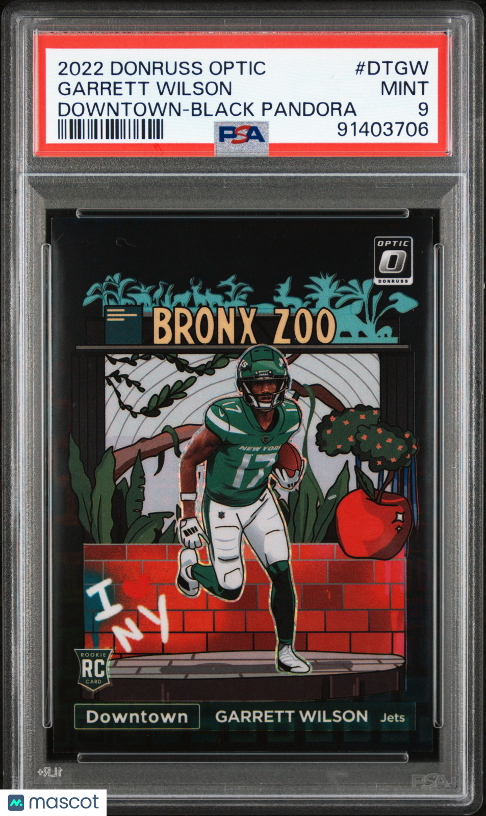 Garrett Wilson 2022 Donruss Optic Downtown #DTGW Black Pandora Rookie /25 PSA 9